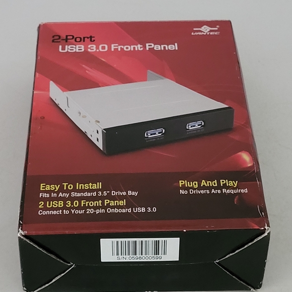 Rare New In Box VANTEC 2-Port USB 3.0 Front Panel Easy To Install Fits 3.5" Bay. - Picture 3 of 4
